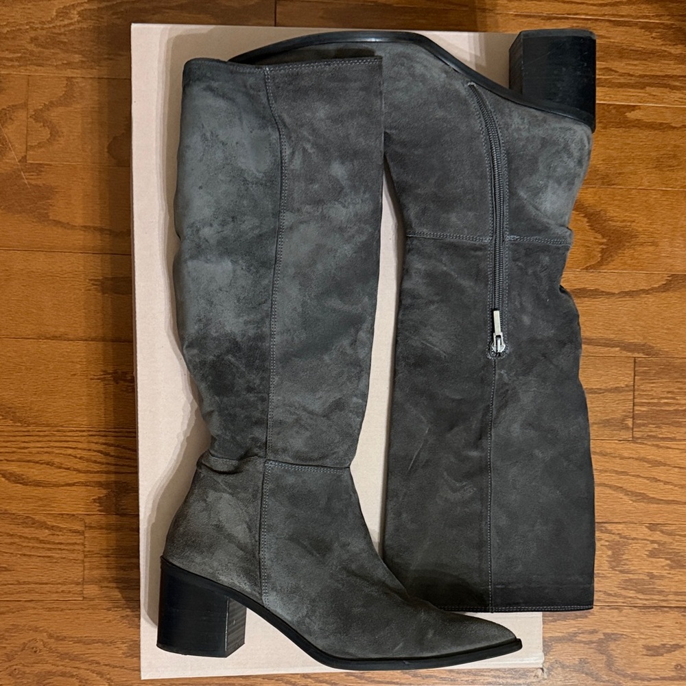 Pedro Anton Charcoal Suede Mid Calf Boots